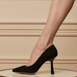 Marco Shoes Escarpins en daim naturel avec perforation décorative le noir 1