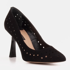 Marco Shoes Escarpins en daim naturel avec perforation décorative le noir 5