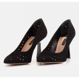 Marco Shoes Escarpins en daim naturel avec perforation décorative le noir 6