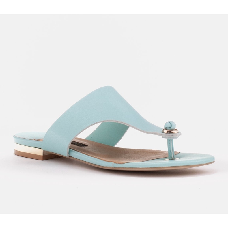 Marco Shoes Tongs plates de couleur menthe avec un talon métallique vert 1 Marco Shoes Tongs plates de couleur menthe avec un talon métallique vert 1