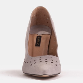 Marco Shoes Escarpins en daim naturel avec perforation décorative gris 1