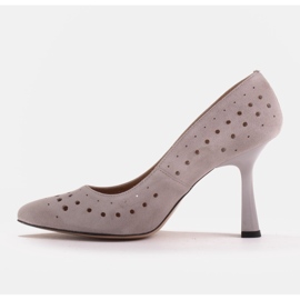 Marco Shoes Escarpins en daim naturel avec perforation décorative gris 5