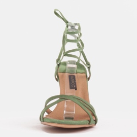 Marco Shoes Sandales élégantes sur un talon haut avec une bride nouée vert 2