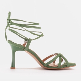 Marco Shoes Sandales élégantes sur un talon haut avec une bride nouée vert 1