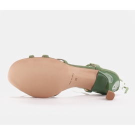 Marco Shoes Sandales élégantes sur un talon haut avec une bride nouée vert 4