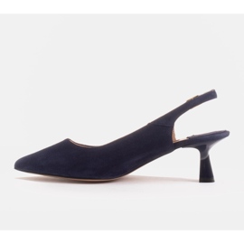 Marco Shoes Escarpins en daim délicat avec une bride bleu marin 1
