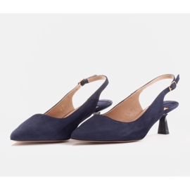Marco Shoes Escarpins en daim délicat avec une bride bleu marin 2