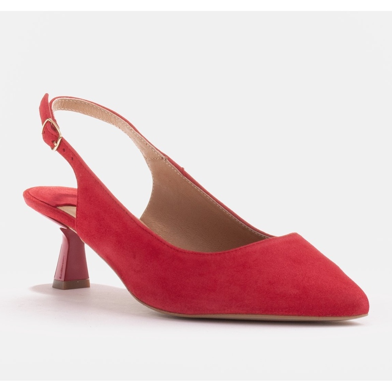 Marco Shoes Escarpins en daim délicat avec une bride rouge 1