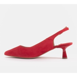 Marco Shoes Escarpins en daim délicat avec une bride rouge 3