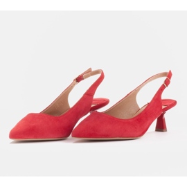 Marco Shoes Escarpins en daim délicat avec une bride rouge 5