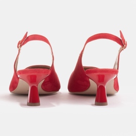 Marco Shoes Escarpins en daim délicat avec une bride rouge 4