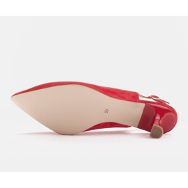 Marco Shoes Escarpins en daim délicat avec une bride rouge 7