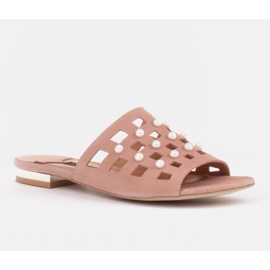 Marco Shoes Chaussons élégants pour femmes avec perles et perforations rose 1