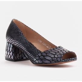 Marco Shoes Chaussures pour femmes confortables avec un devant ouvert bleu marin 2