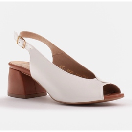 Marco Shoes 1573P sandales en cuir blanc avec un talon stable 1