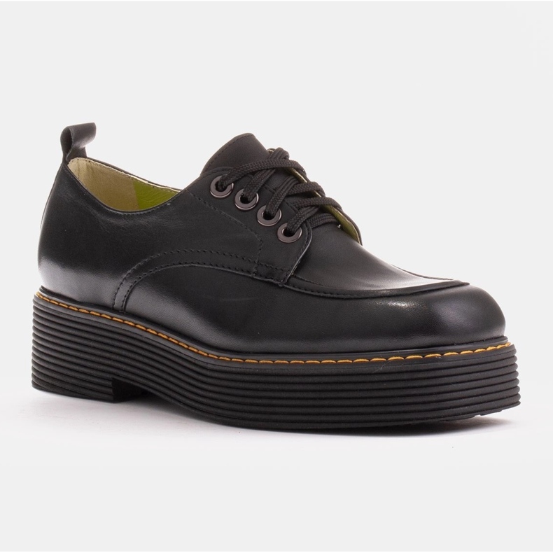 Marco Shoes Mocassins Chiara en cuir gratté noir 1