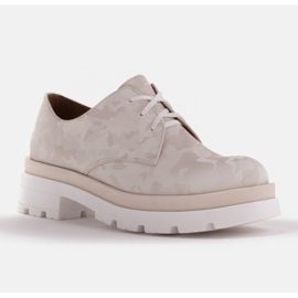 Marco Shoes Chaussures en cuir camo à semelle épaisse beige 1