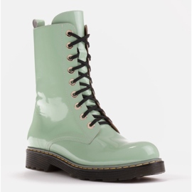 Marco Shoes Bottines hautes, bottines nouées sur une semelle translucide vert 2