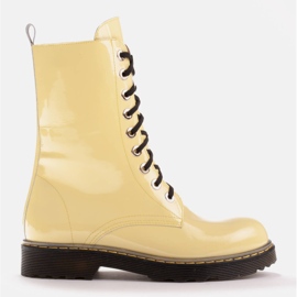 Marco Shoes Bottines hautes, bottines nouées sur une semelle translucide jaune 1