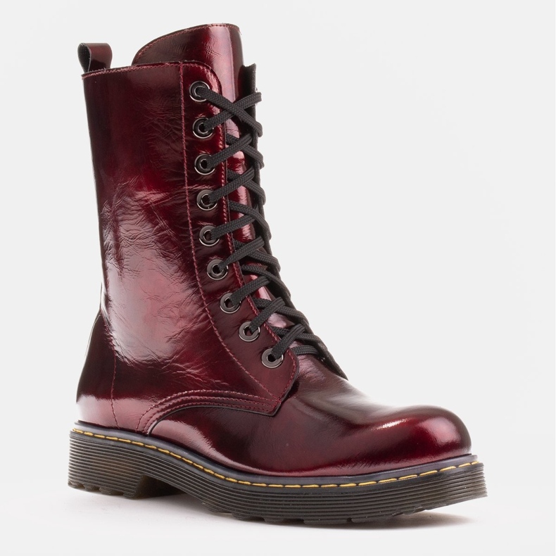 Marco Shoes Bottines hautes, bottines nouées sur une semelle translucide rouge 2