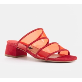 Marco Shoes Chaussons femme à rayures translucides rouge 1