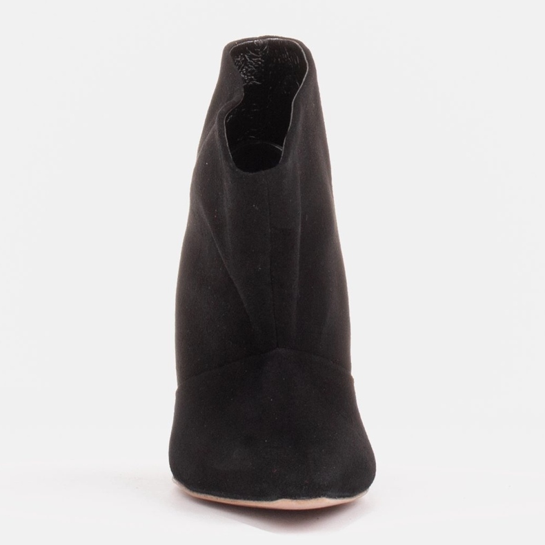 Marco Shoes Épingles en cuir avec devant allongé le noir 1