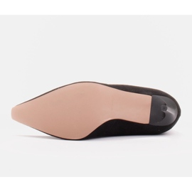 Marco Shoes Épingles en cuir avec devant allongé le noir 6