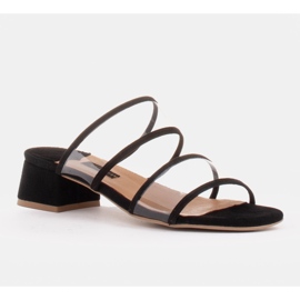 Marco Shoes Chaussons femme à rayures translucides noir 1