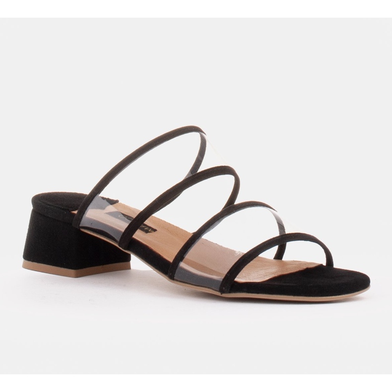 Marco Shoes Chaussons femme à rayures translucides noir 1