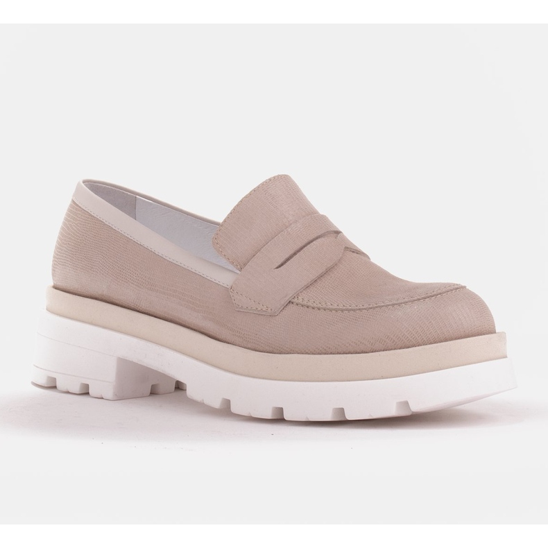 Marco Shoes Chaussures en daim avec un motif sur une semelle épaisse beige 1