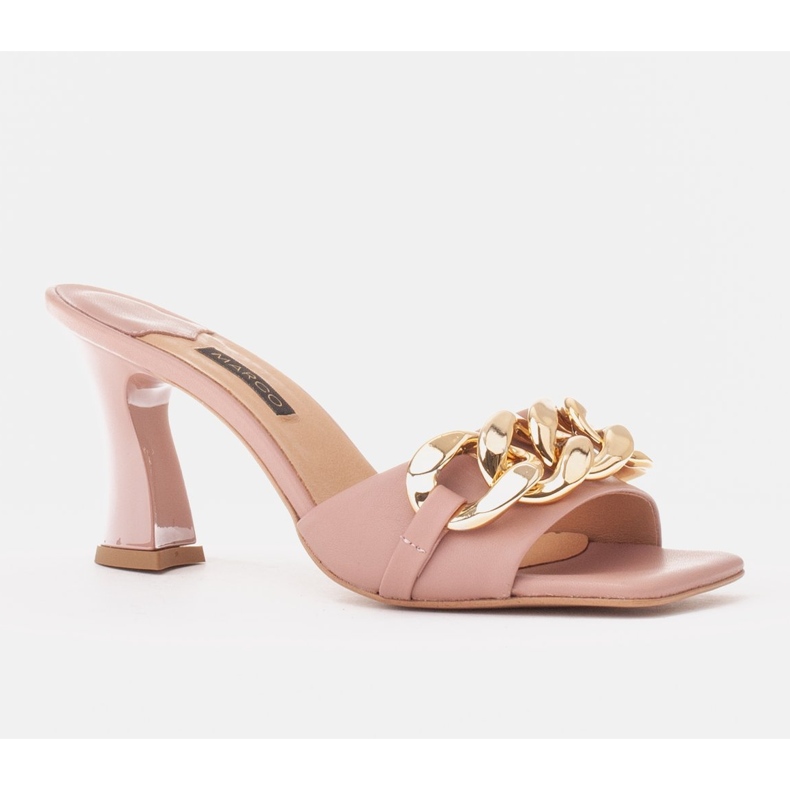 Marco Shoes Chaussons femme en cuir avec chaîne décorative rose 1