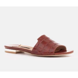 Marco Shoes Pantoufles élégantes en cuir marron pour femmes brun 1