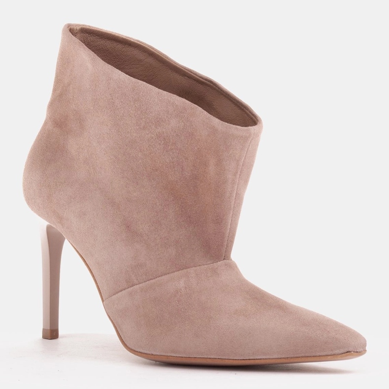 Marco Shoes Épingles en cuir avec devant allongé beige 1