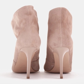 Marco Shoes Épingles en cuir avec devant allongé beige 4
