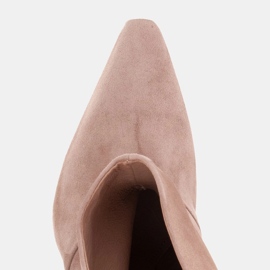 Marco Shoes Épingles en cuir avec devant allongé beige 6