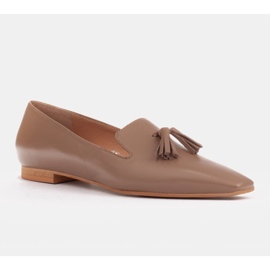 Marco Shoes Ballerines Lords pour femmes à franges beige 1