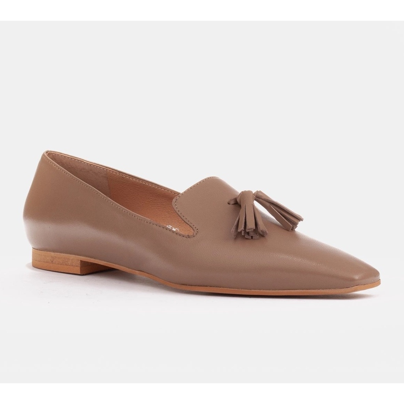 Marco Shoes Ballerines Lords pour femmes à franges beige 1