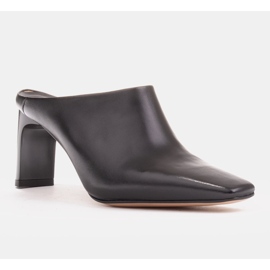 Marco Shoes Escarpins d'été en cuir à dos ouvert noir 1