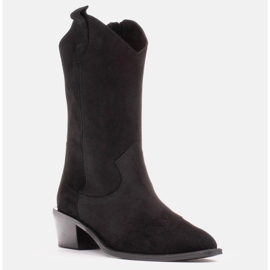 Marco Shoes Bottes de cowboy noires en daim naturel 1