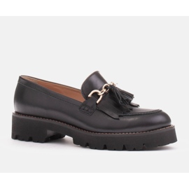 Marco Shoes Mocassins avec une chaîne dorée sur une semelle légère le noir 3