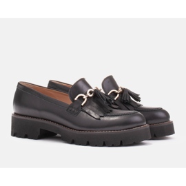 Marco Shoes Mocassins avec une chaîne dorée sur une semelle légère le noir 8