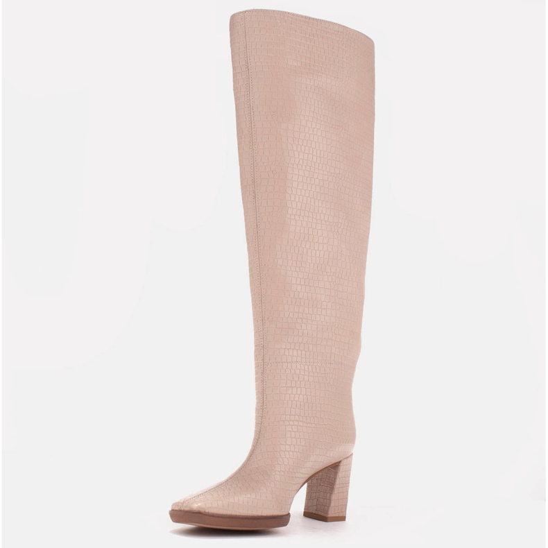 Marco Shoes Bottines à talons pour un mollet large beige 1