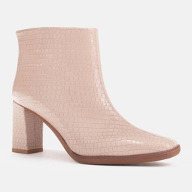 Marco Shoes Bottes combinées faites de deux types de cuir beige 1