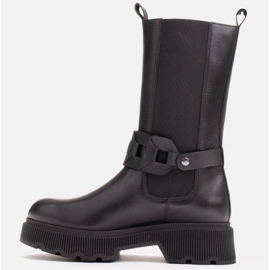 Marco Shoes Bottes hautes avec caoutchouc et ceinture tressée le noir 1