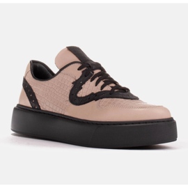 Marco Shoes Baskets légères en cuir naturel beige 1 Marco Shoes Baskets légères en cuir naturel beige 1