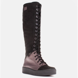 Marco Shoes Bottines à lacets avec fermetures éclair décoratives brun noir 1