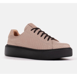 Marco Shoes Baskets en cuir nappa léger beige 1