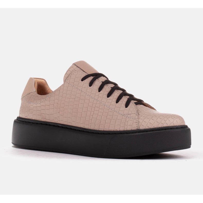 Marco Shoes Baskets en cuir nappa léger beige 1