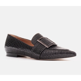 Marco Shoes Ballerines croco à grande boucle noir 1