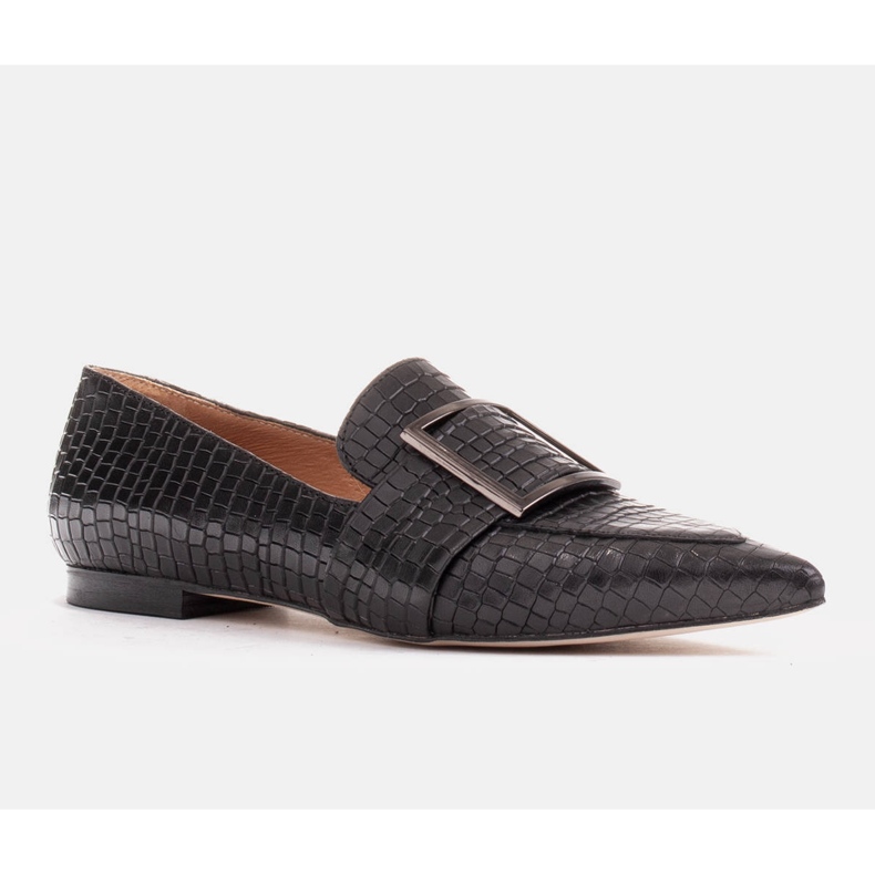 Marco Shoes Ballerines croco à grande boucle noir 1